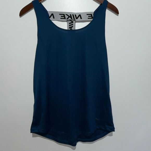 Nike Women's Dri-Fit Elastic T-Band Across Scoop Back Tank Top Teal Size Medium - Picture 1 of 10